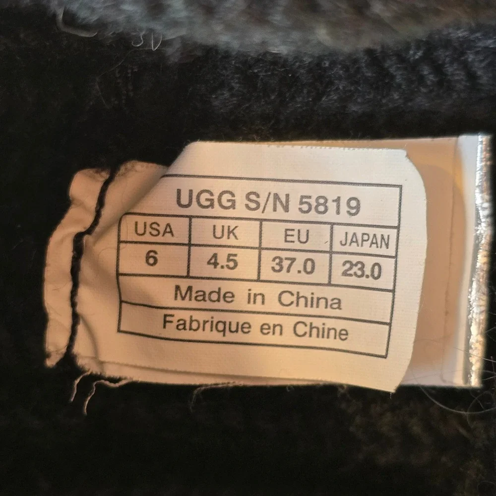 Ugg Cardy Boot Womens 6 Black Knit Fold Over Boots